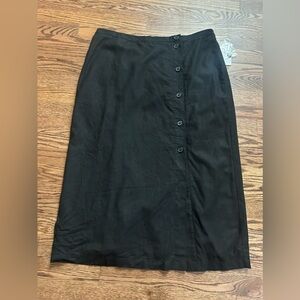 Treasure & Bond Midi Skirt With Buttons Front In Black Size XL NWT